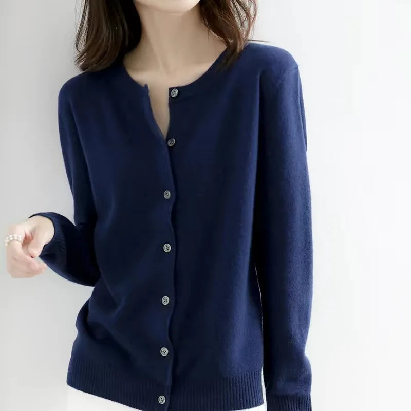 Women Cardigans Sweater O-neck Spring Autumn Knitted Cashmere