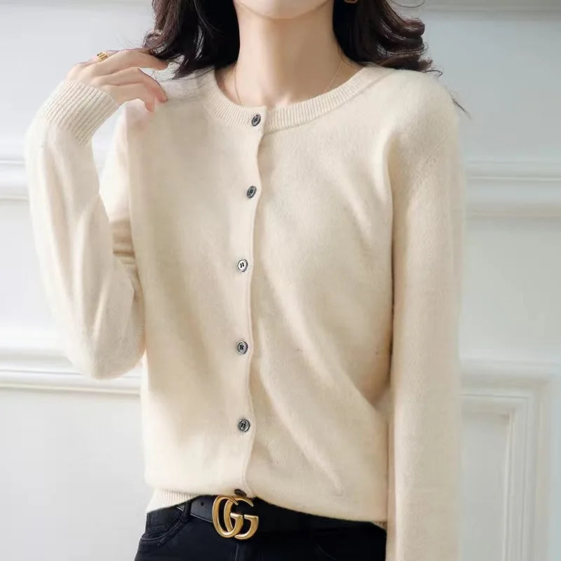 Women Cardigans Sweater O-neck Spring Autumn Knitted Cashmere