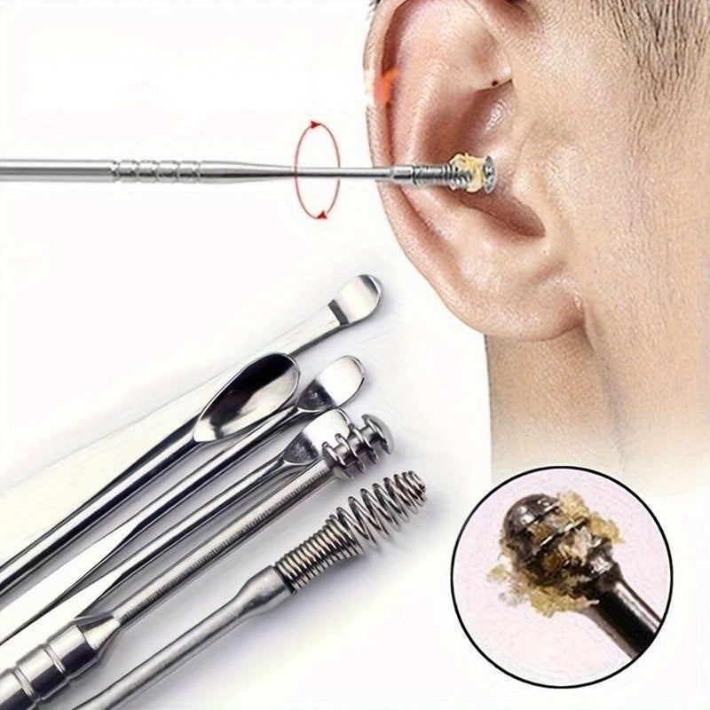 6Piece Stainless Ear Wax Removal Kit  Spiral Design