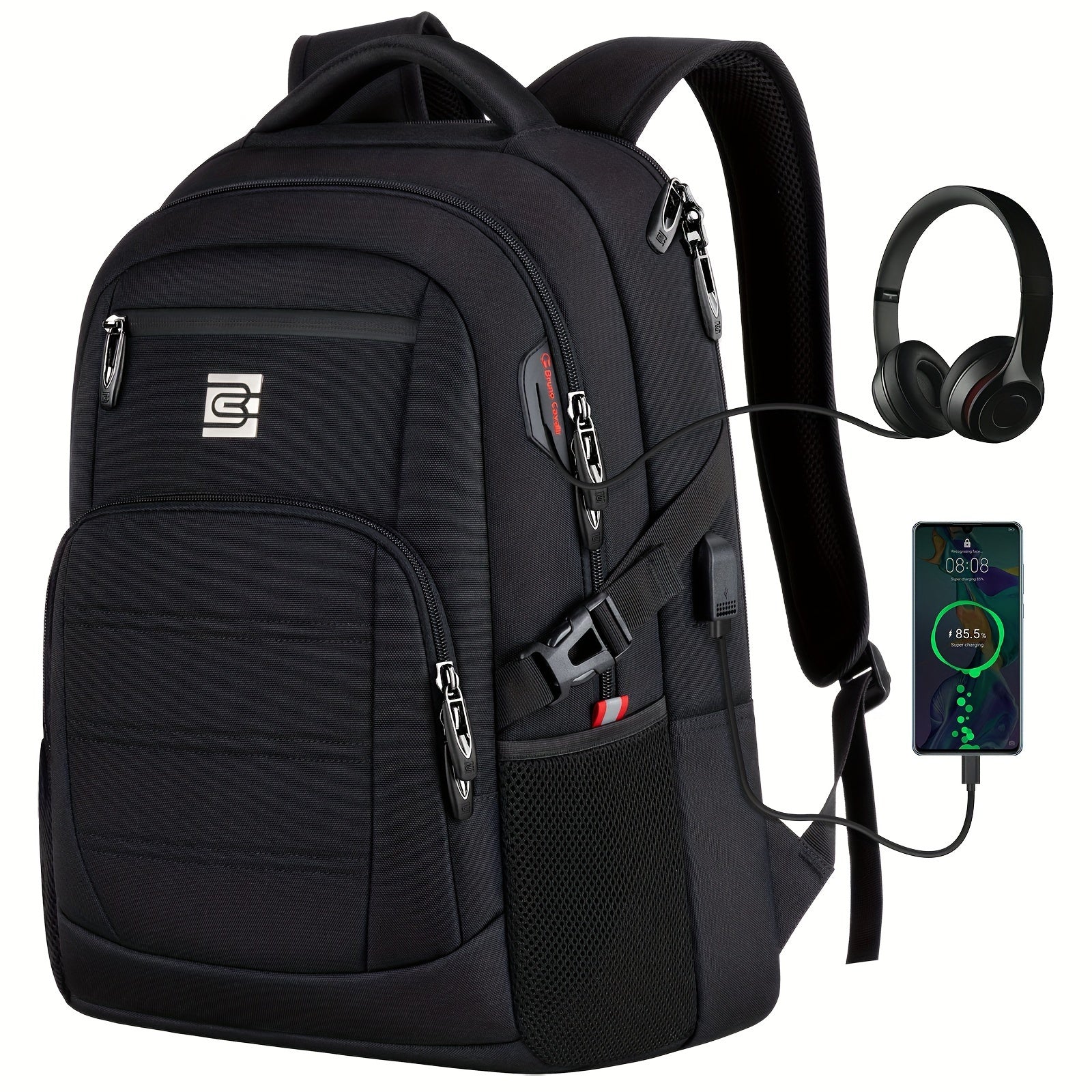 WaterResistant Laptop Backpack with USB Charging Port