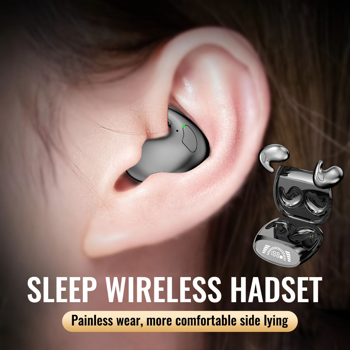 UltraThin Wireless SleepFit Headphones SweatProof Deep Bass for All Devices